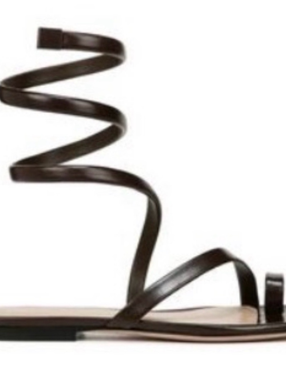 Veronica Beard Brown Spiral Wrap Leather Sandal